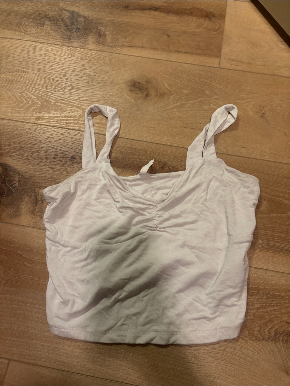 White Ruched Front Cropped Tank Top - Women
